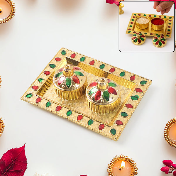 Rakasha Bandhan Special Puja Thali, Kumkum Thali Holder, Pooja Return Gift, Indian Housewarming Gifts, Brother / Bhai / Bhabhi / Sister / Family  Rakhi for Rakshabandhan, Diwali